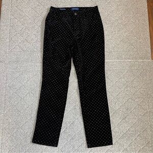 Talbots High Rise Straight Leg Curvy Polka Dot Pants Womens Size 4 Black Career